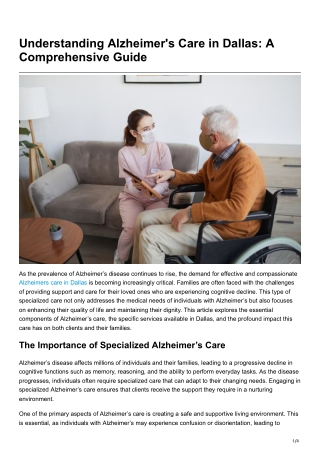 Understanding Alzheimer's Care in Dallas A Comprehensive Guide