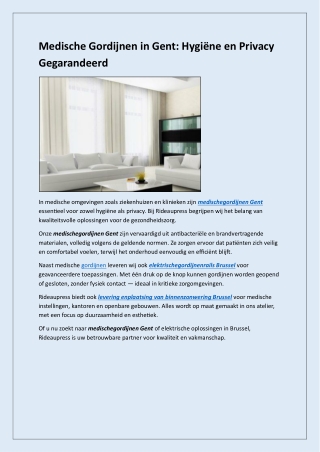 Medische Gordijnen in Gent Hygiëne en Privacy Gegarandeerd