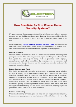 How Beneficial Is It to Choose Home Security Systems