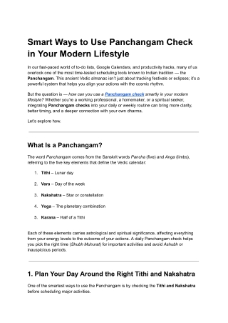 Smart Ways to Use Panchangam Check in Your Modern Lifestyle