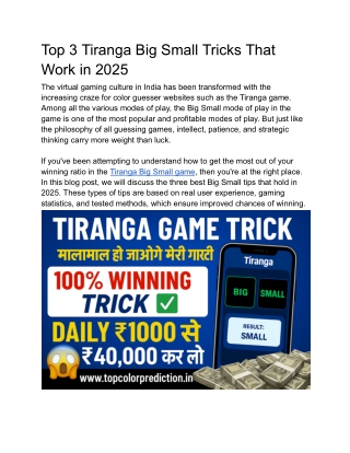 Top 3 Tiranga Big Small Tricks That Work in 2025
