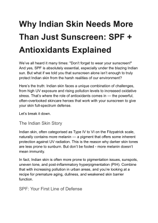Hydrating Sunscreen for Dry Skin with SPF and Antioxidants