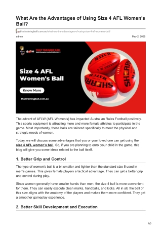 What Are the Advantages of Using Size 4 AFL Women’s Ball?
