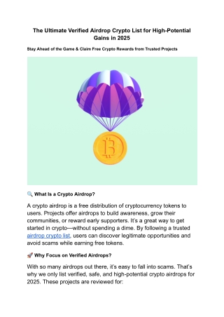 The Ultimate Verified Airdrop Crypto List for High-Potential Gains in 2025
