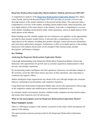 Deepwater Hydrocarbon Exploration Market
