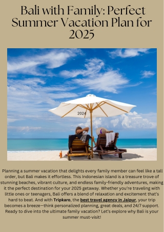 Bali with Family: Perfect Summer Vacation Plan for 2025