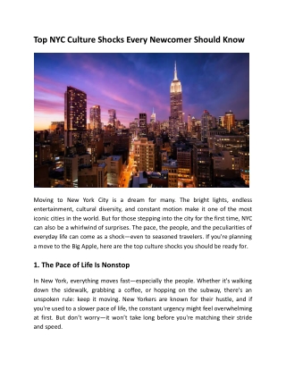 Top NYC Culture Shocks Every Newcomer Should Know