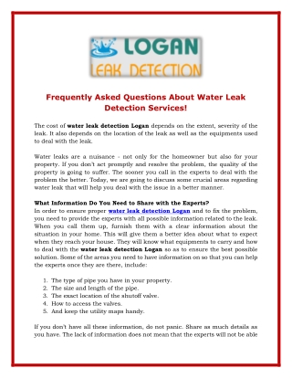 frequently asked questions about water leak