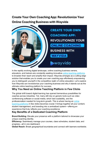 Create Your Own Coaching App Revolutionize Your Online Coaching app