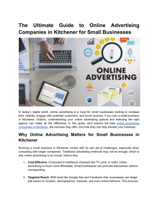 The Ultimate Guide to Online Advertising Companies in Kitchener for Small Businesses