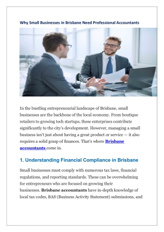 Why Small Businesses in Brisbane Need Professional Accountants
