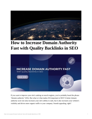How to Increase Domain Authority Fast with Quality Backlinks in SEO
