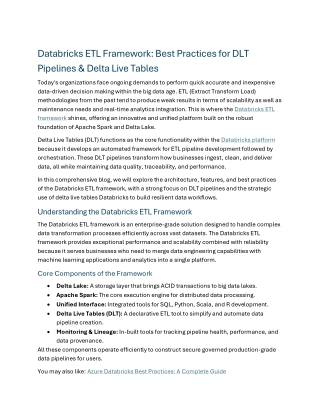 Databricks ETL Framework Best Practices for DLT Pipelines &