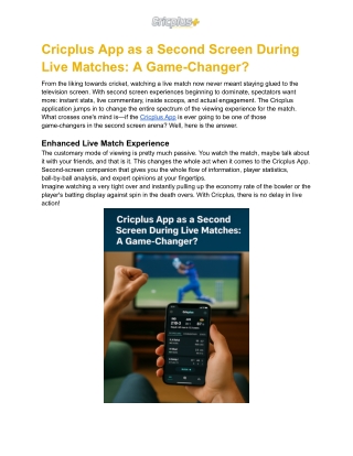 Cricplus App as a Second Screen During Live Matches_ A Game-Changer_