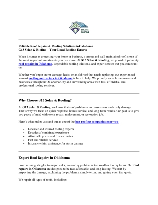 Reliable Roof Repairs-g13solar&roofing