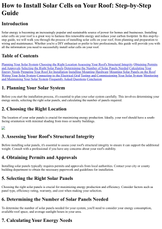 How to Install Solar Cells on Your Roof Step-by-Step Guide