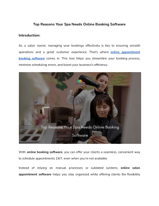 Top Reasons Your Spa Needs Online Booking Software