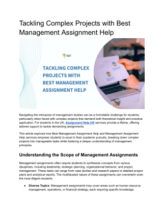 Tackling Complex Projects with Best Management Assignment Help