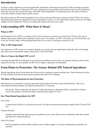 From Plants to Protection: The Science Behind SPF Natural Ingredients