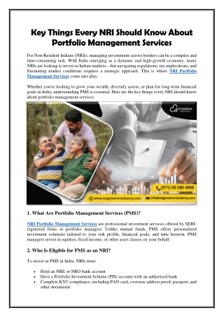 Key Things Every NRI Should Know About Portfolio Management Services