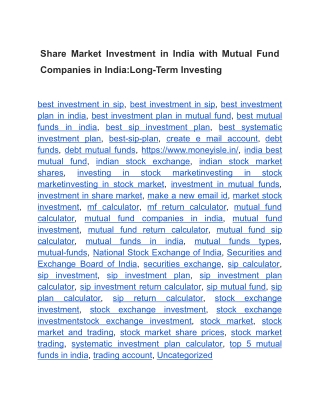 Share Market Investment in India with Mutual Fund Companies in India_Long-Term Investing
