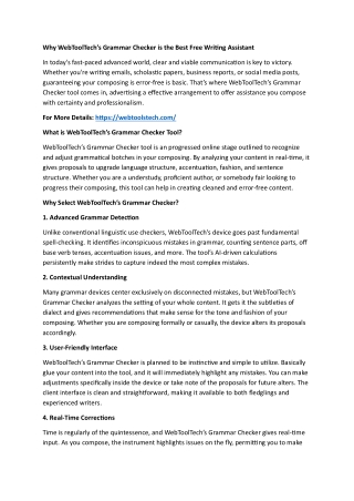 Why WebToolTech’s Grammar Checker is the Best Free Writing Assistant
