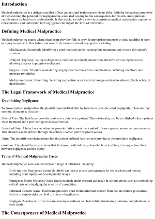 The Consequences of Negligence: Understanding Medical Malpractice