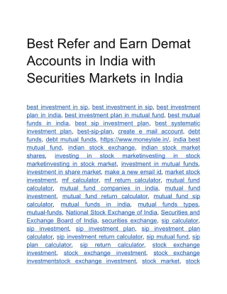 Best Refer and Earn Demat Accounts in India with Securities Markets in India