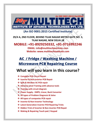 Fridge And Washing Machine Repairing Course