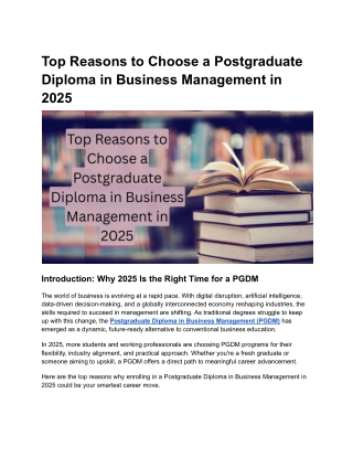 Top Reasons to Choose a Postgraduate Diploma in Business Management in 2025