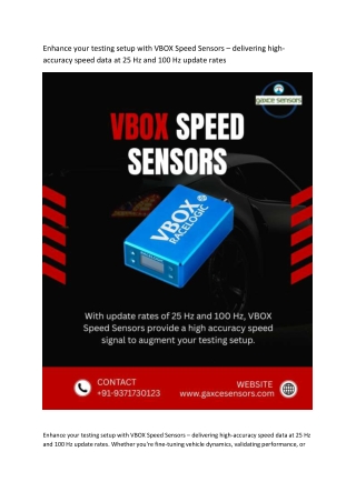 Enhance your testing setup with VBOX Speed Sensors