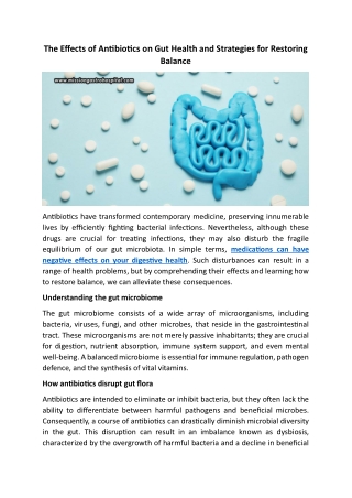 The Effects Of Antibiotics On Gut Health And Strategies For Restoring Balance