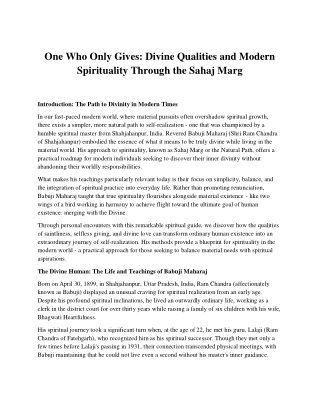 one who only gives divine qualities and modern