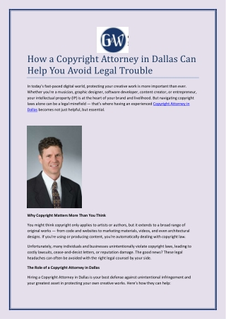 How a Copyright Attorney in Dallas Can Help You Avoid Legal Trouble