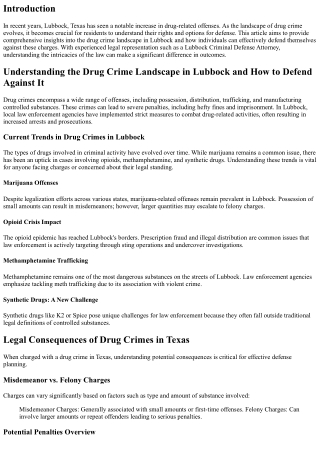 Understanding the Drug Crime Landscape in Lubbock and How to Defend Against It
