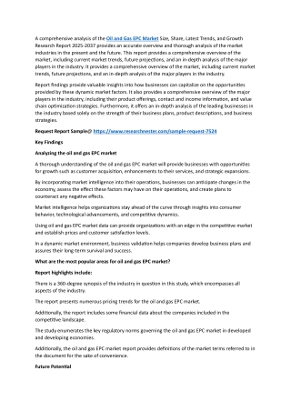 Oil and Gas EPC Market Size [2025-2037] | Competitive Analysis