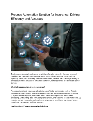 Process Automation Solution for Insurance: Driving Efficiency and Accuracy