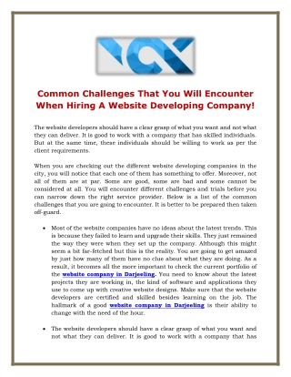 Common Challenges That You Will Encounter When Hiring A Website Developing Company