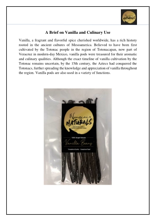 a brief on vanilla and culinary use vanilla