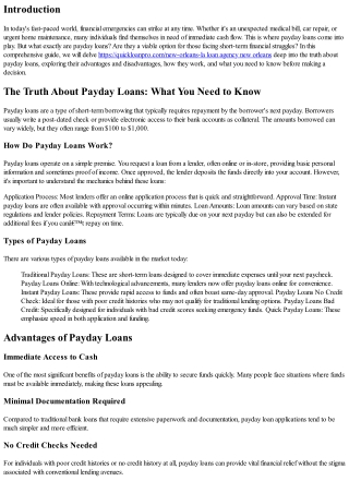 The Truth About Payday Loans: What You Need to Know