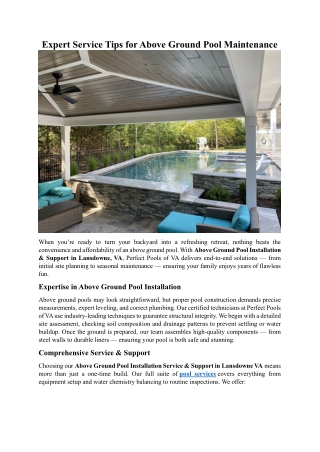 Expert Service Tips for Above Ground Pool Maintenance