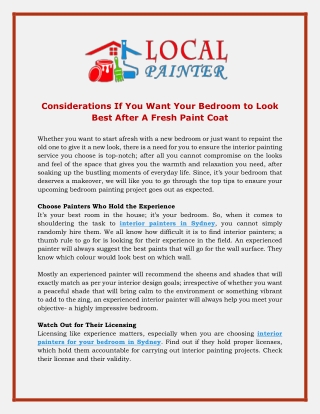 Considerations If You Want Your Bedroom to Look Best After A Fresh Paint Coat