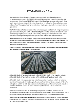 astm a106 grade c pipe astm a106 grade c pipe
