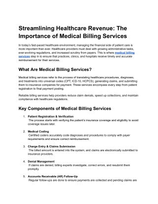 Streamlining Healthcare Revenue_ The Importance of Medical Billing Services