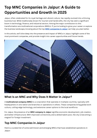 top mnc companies in jaipur a guide