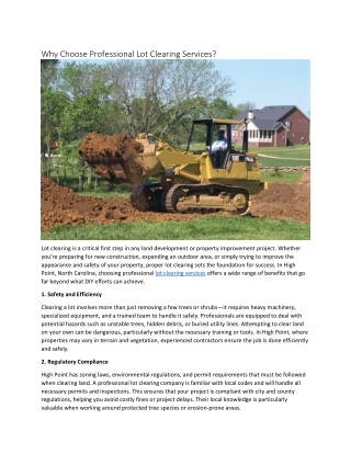 Why Choose Professional Lot Clearing Services