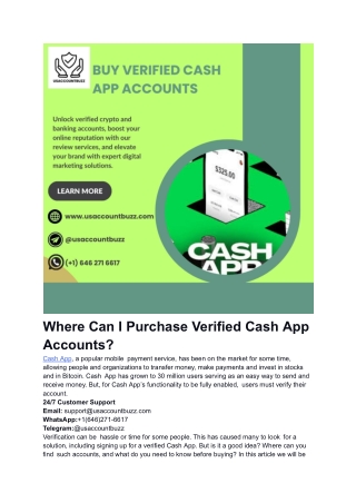Where Can I Purchase Verified Cash App Accounts_