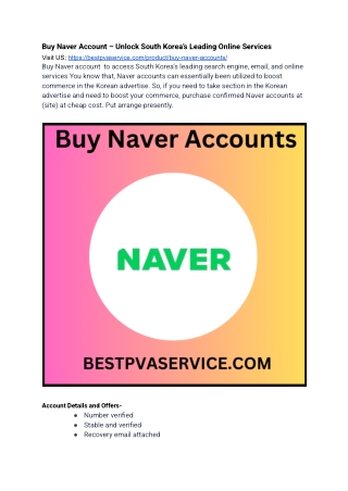 Good Oder Now Buy Naver Account
