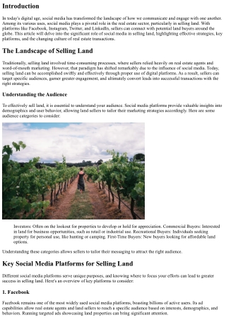 The Role of Social Media in Selling Land