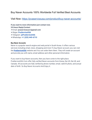 How to Buy Verified Naver Accounts In pvaserviceusa 2025